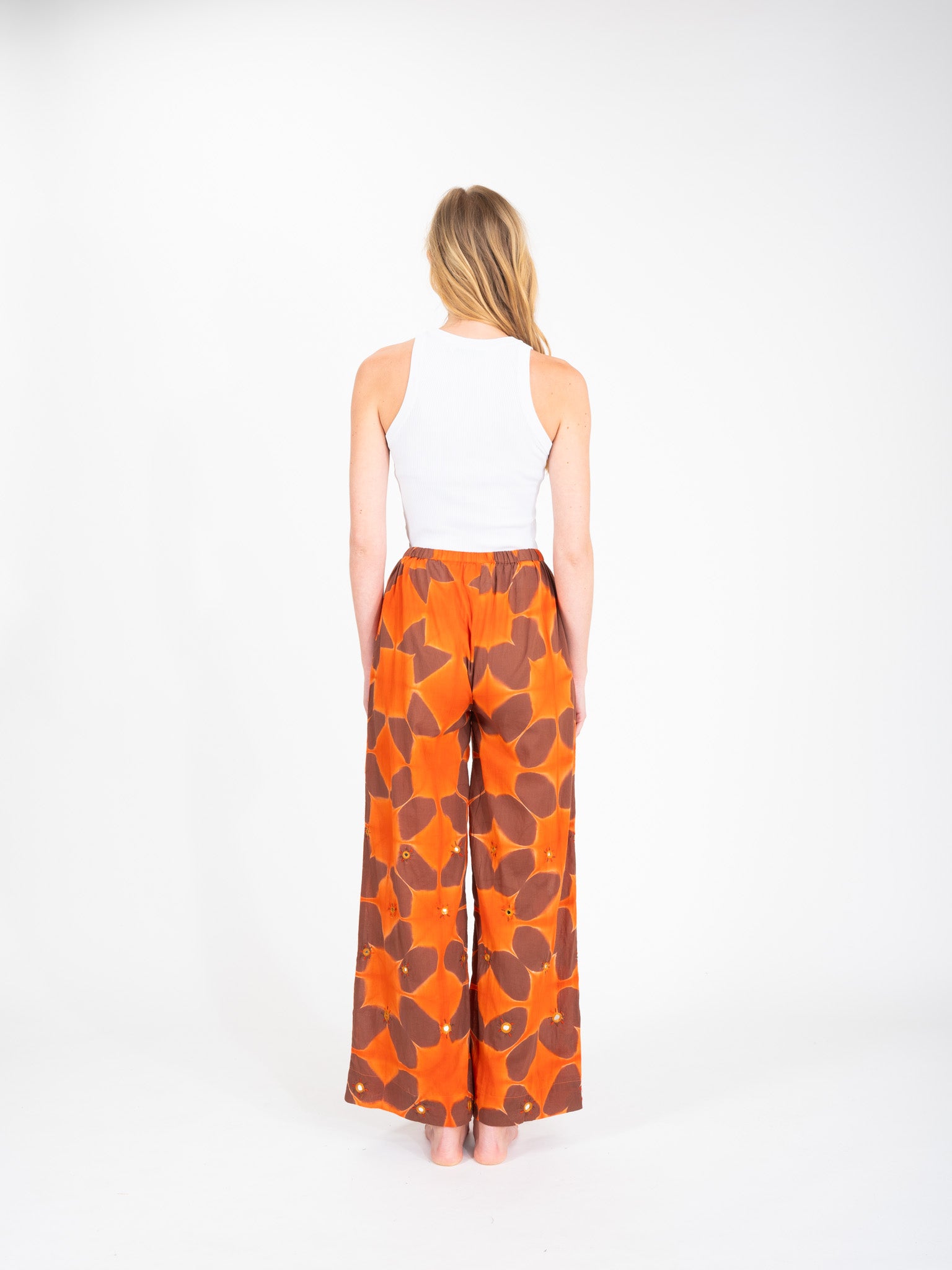 Pantalon tie and dye orangé brodé Cramp