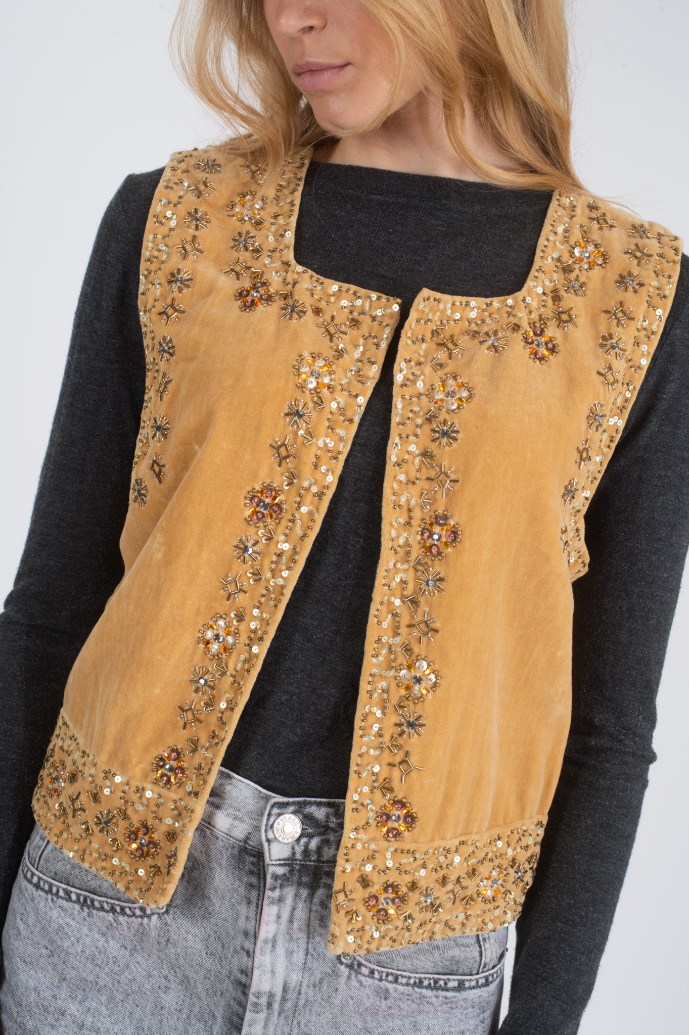 PROUD pearl-embellished gold bolero