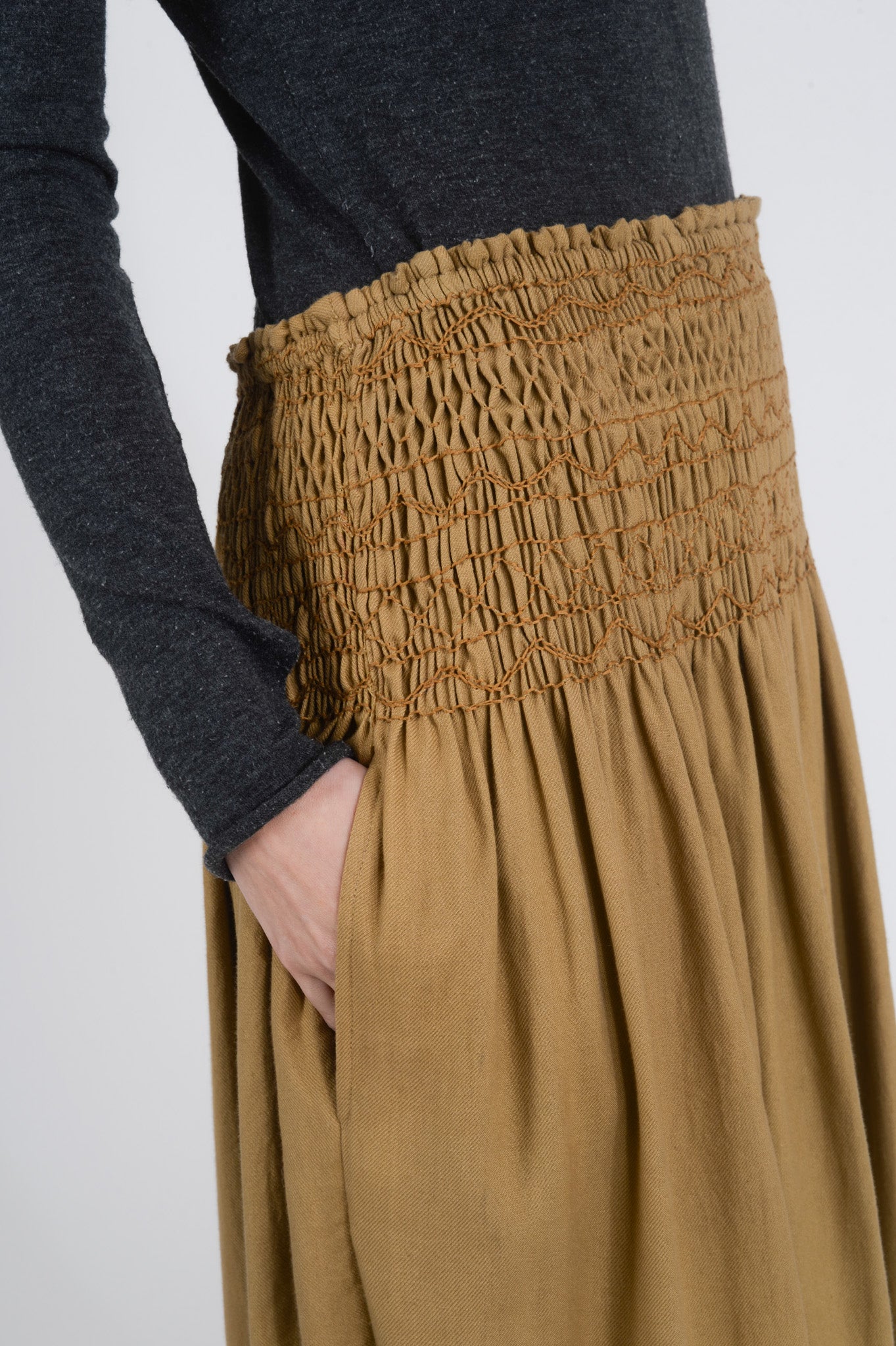 BLING gold sequined camel long skirt