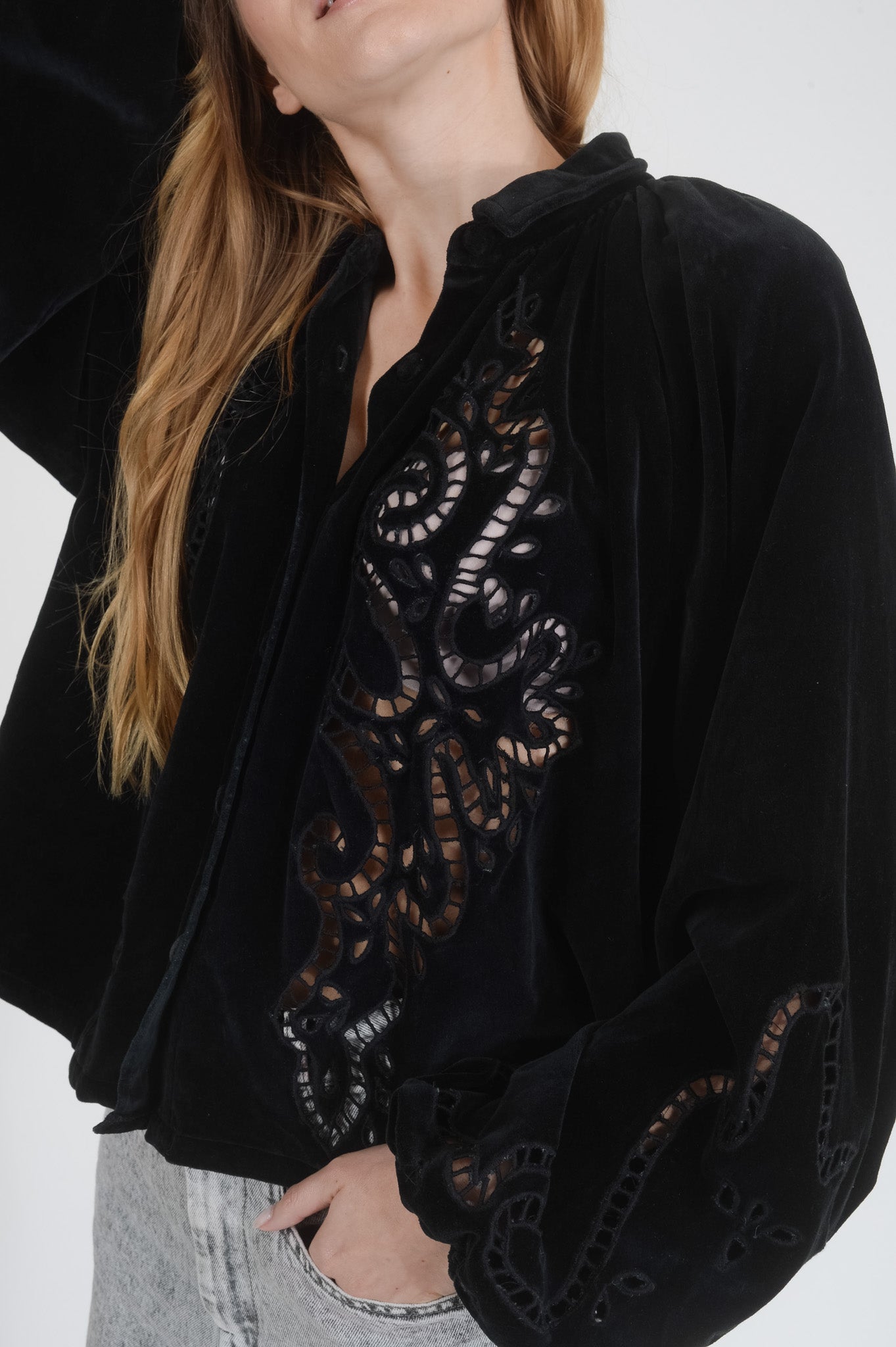 LOVE black velvet lace shirt