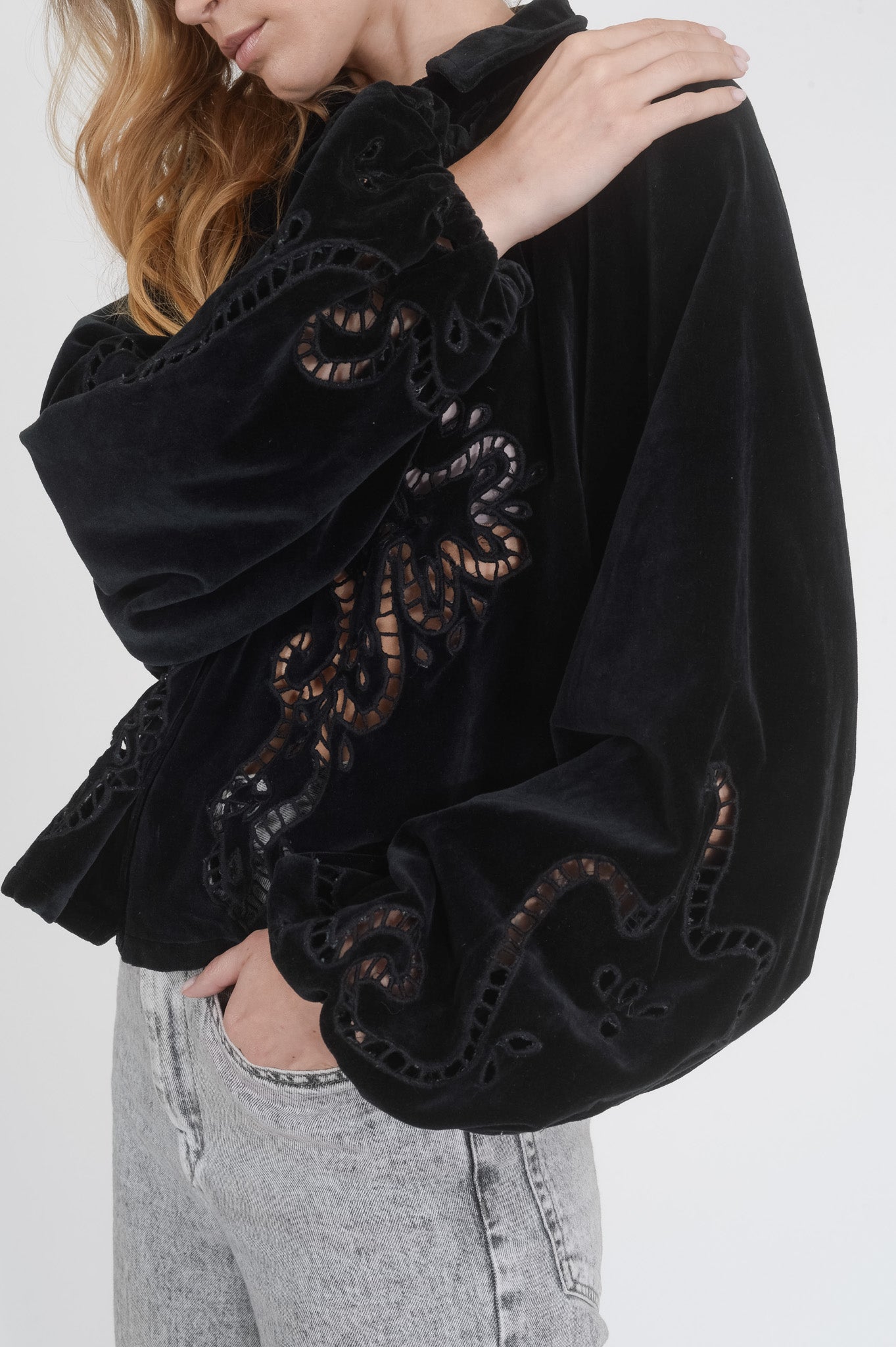 LOVE black velvet lace shirt