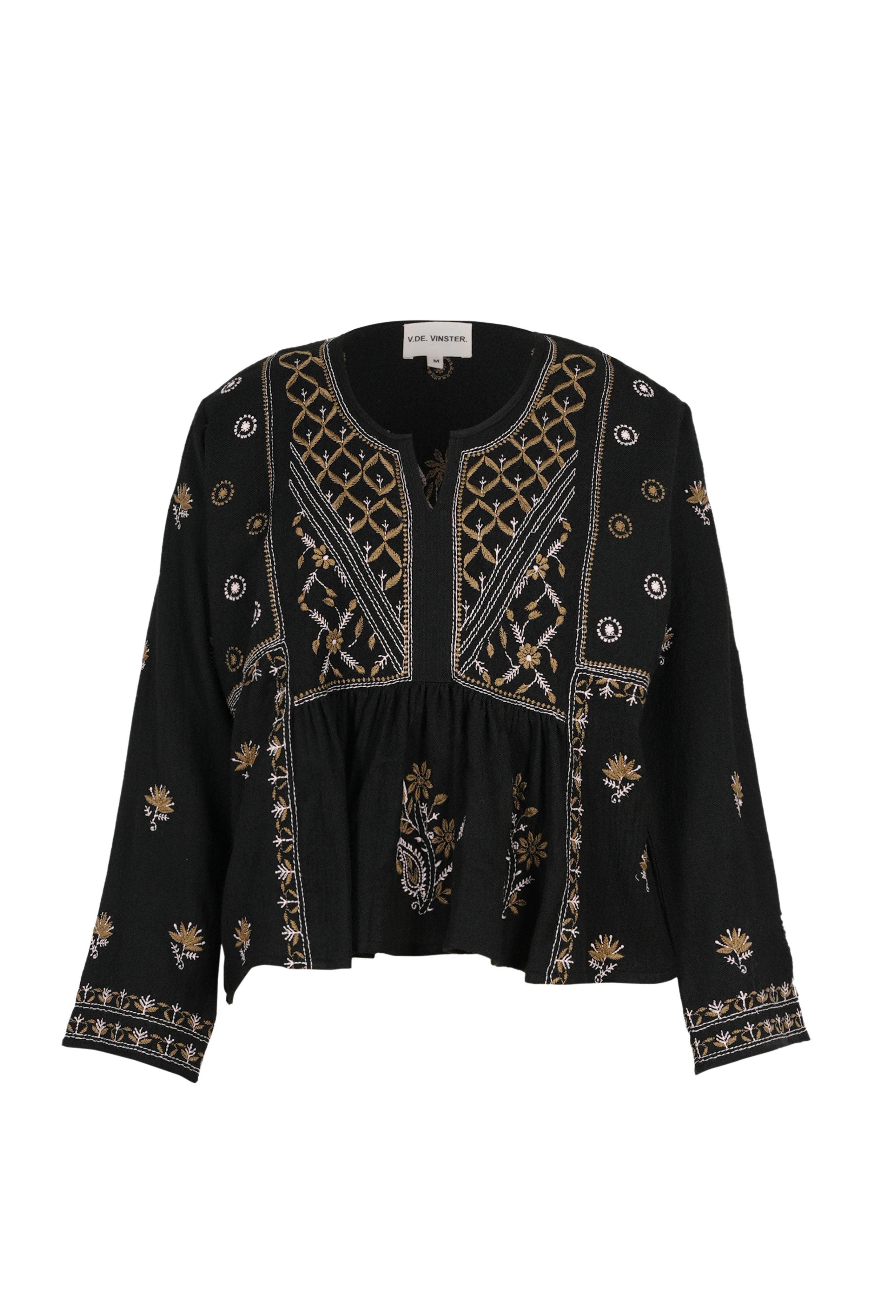 HIPPY embroidered black blouse