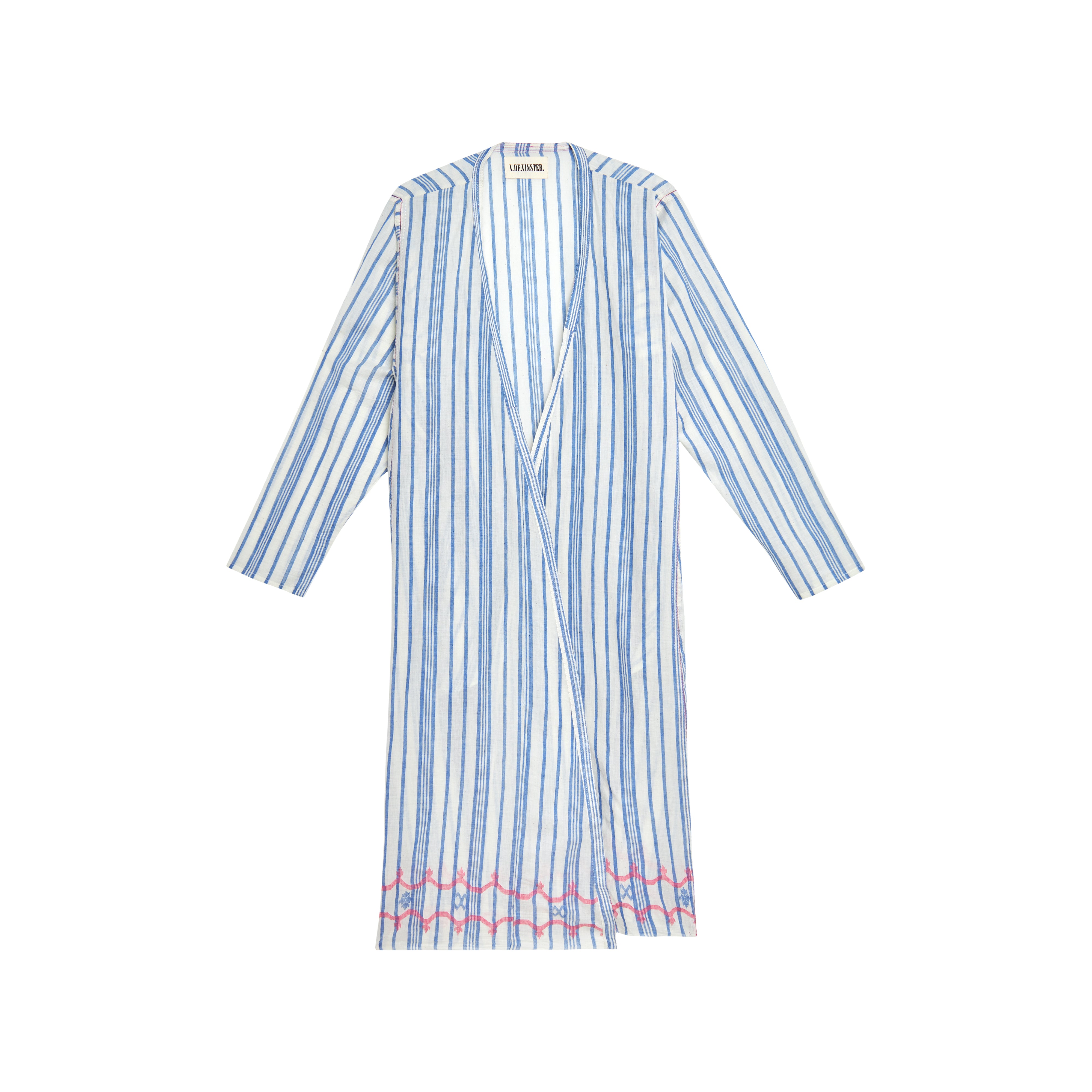 Jamdeni blue embroidered cotton voile long coat 