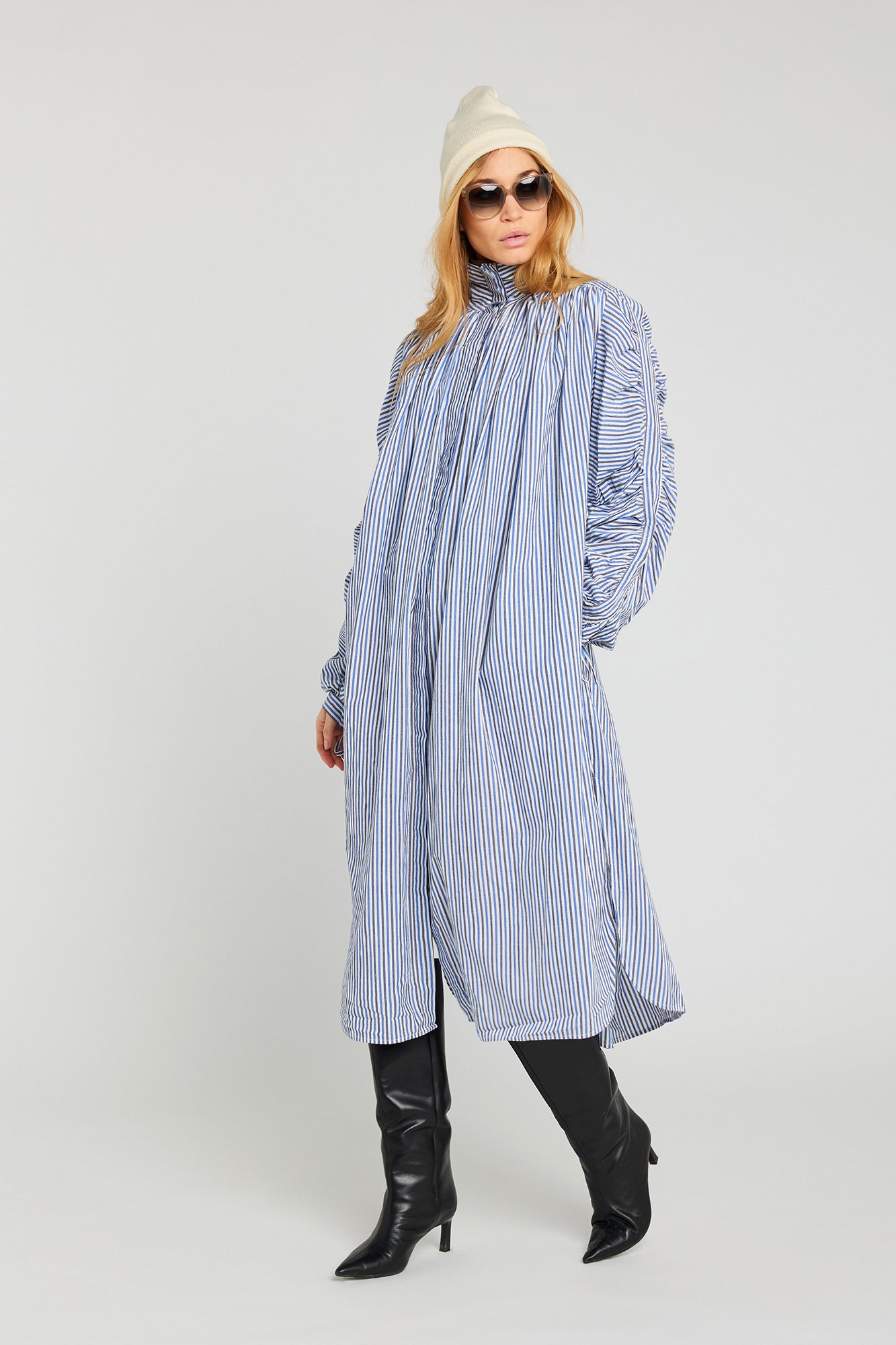 Joy blue striped long dress