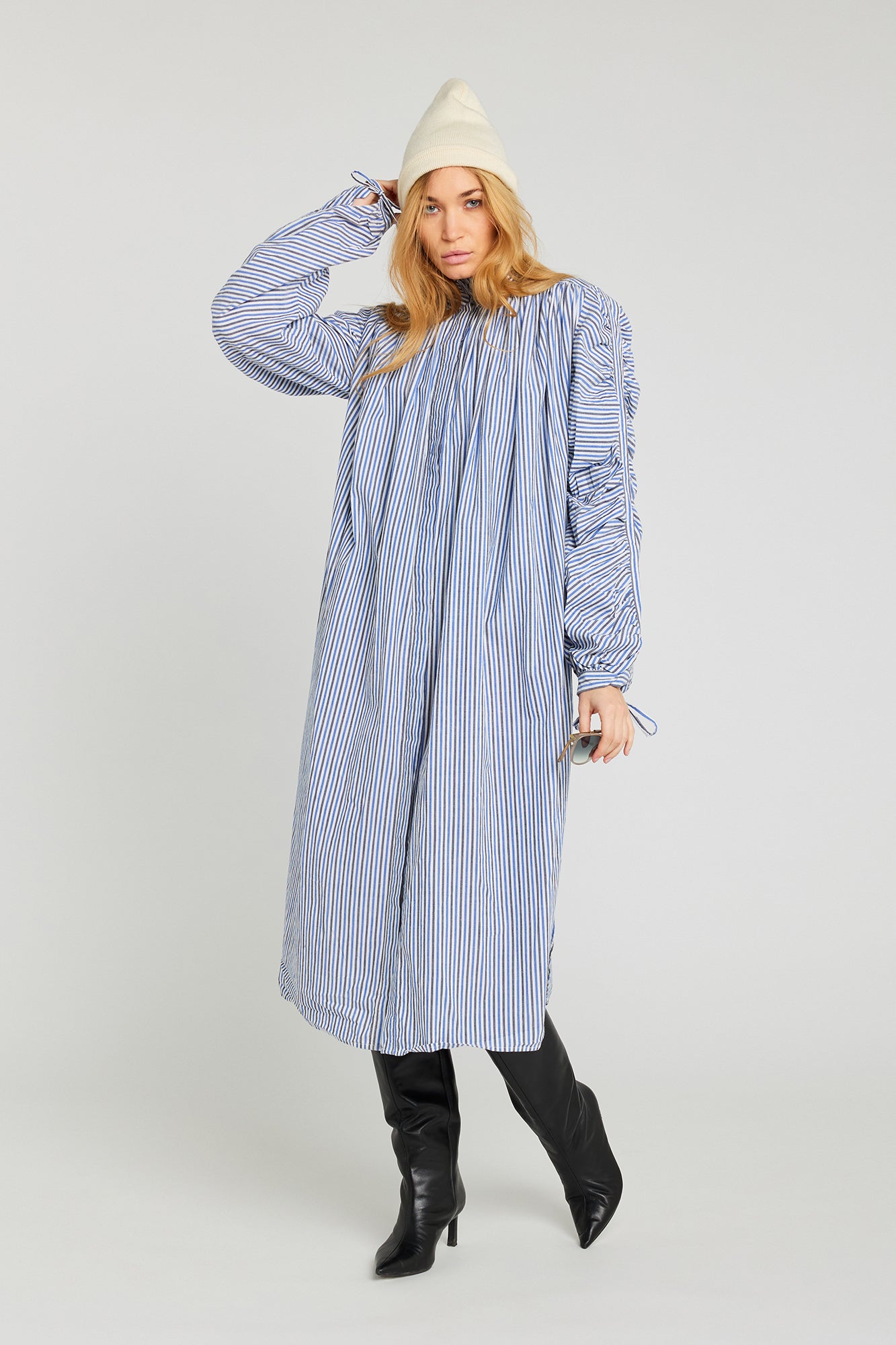 Joy blue striped long dress