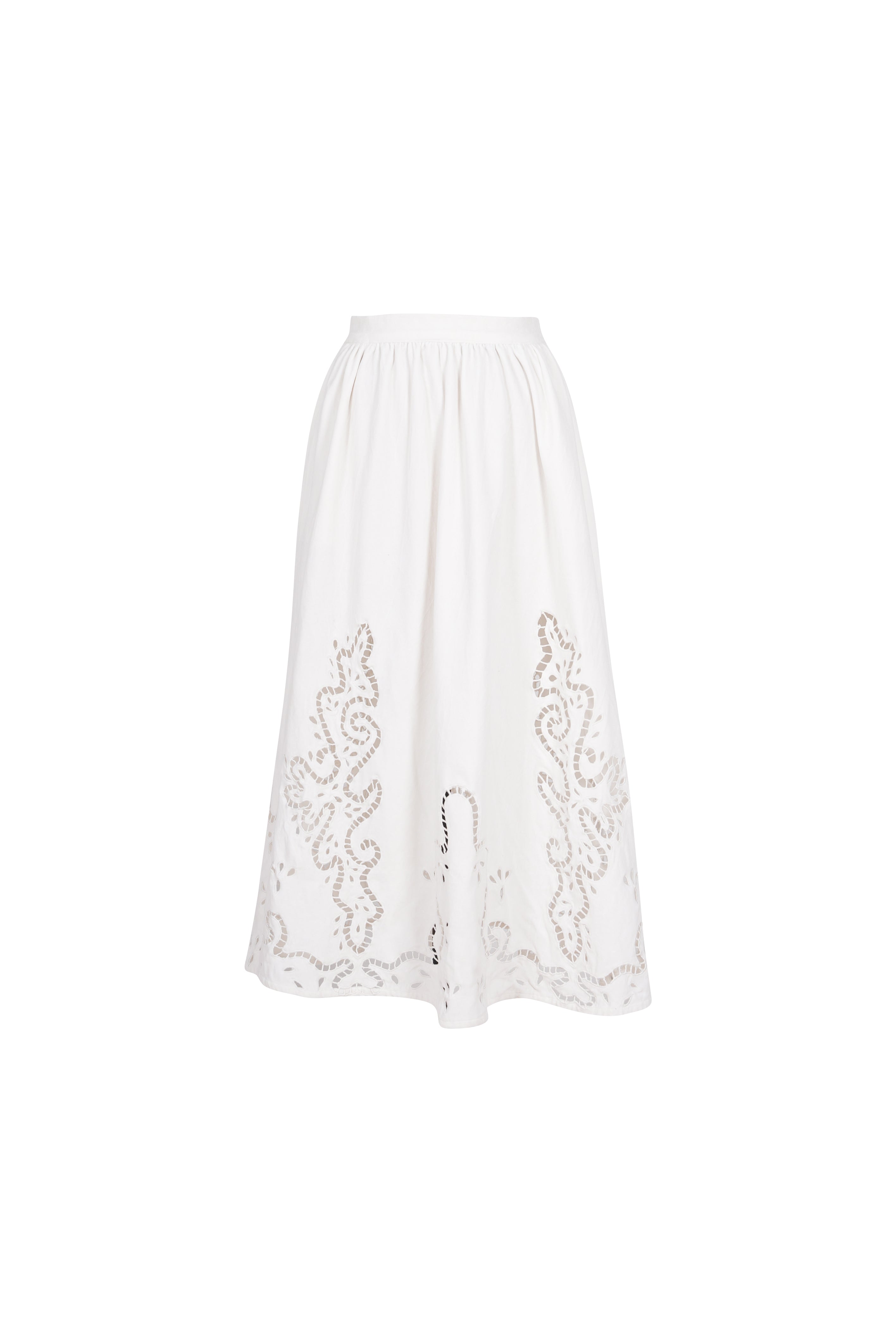 LOVE white openwork velvet skirt