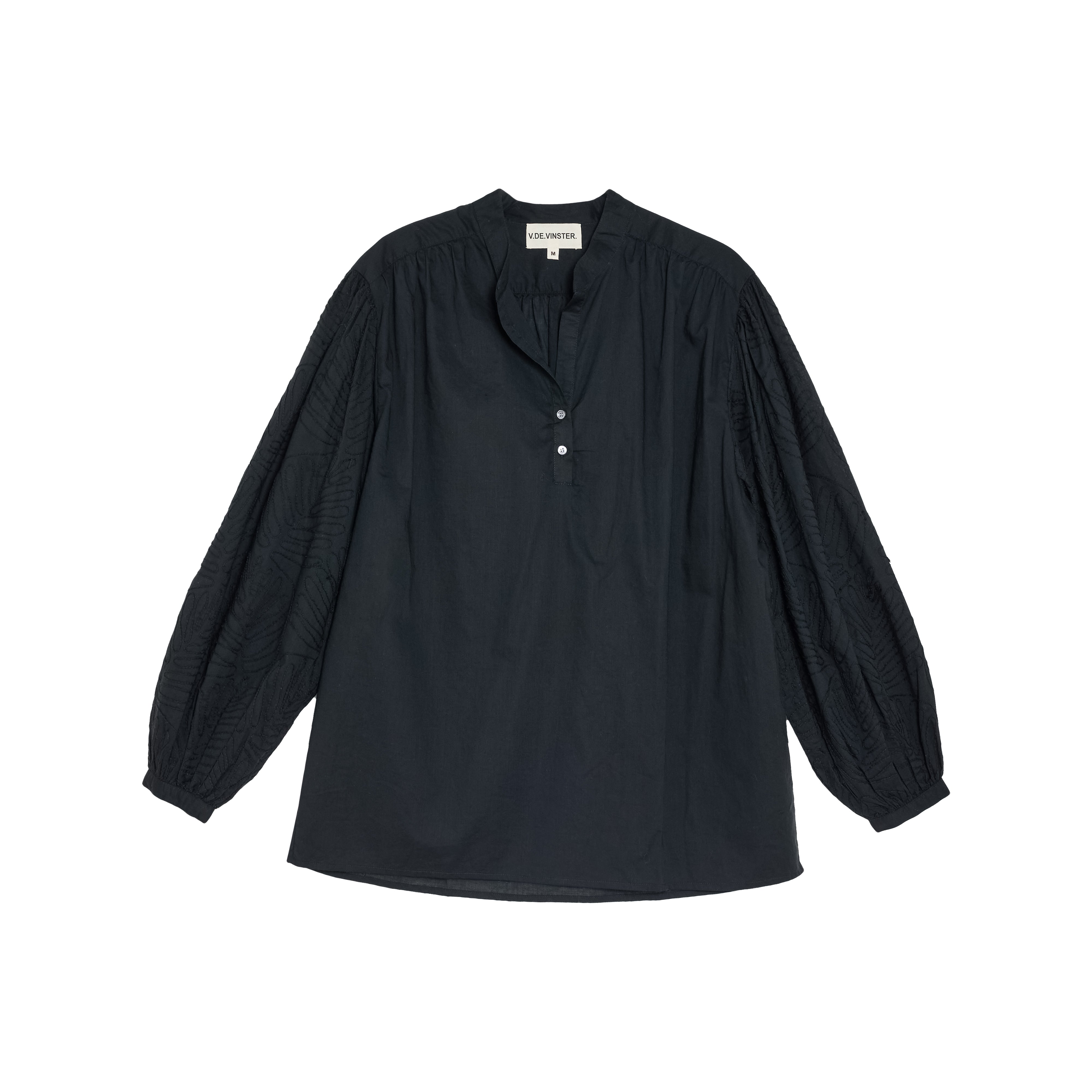 Blouse noire brodée Océane