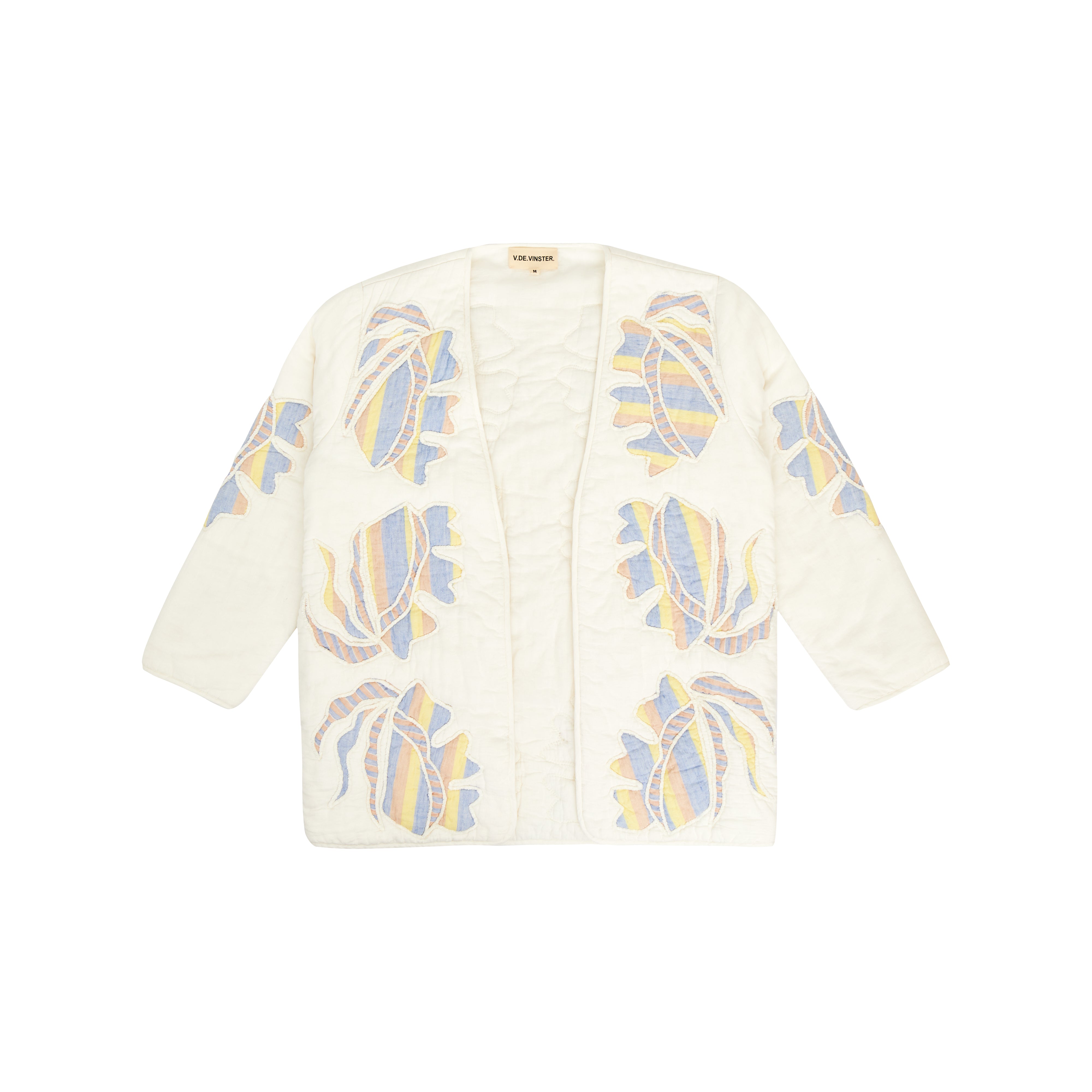White Patchwork Quilted Cotton Kimono