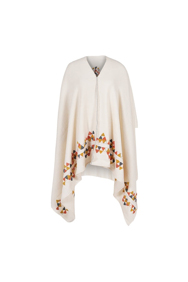 PLAYFUL embroidered black poncho