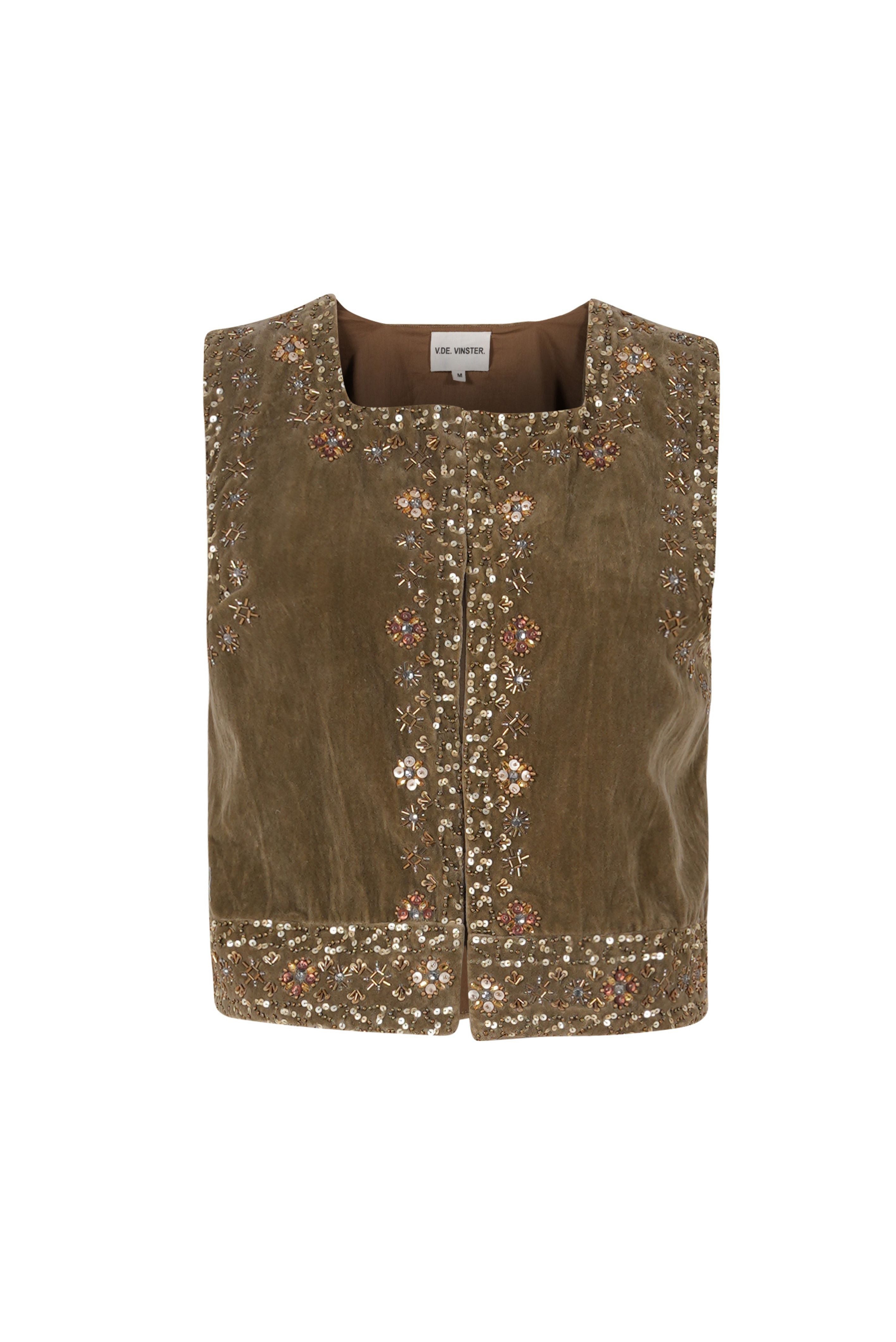 PROUD pearl-embellished khaki bolero