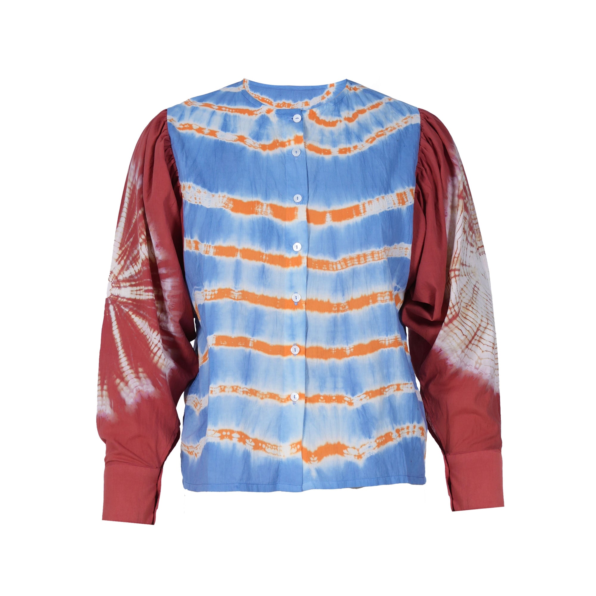 chemise blouse tie and dye bleu terracotta