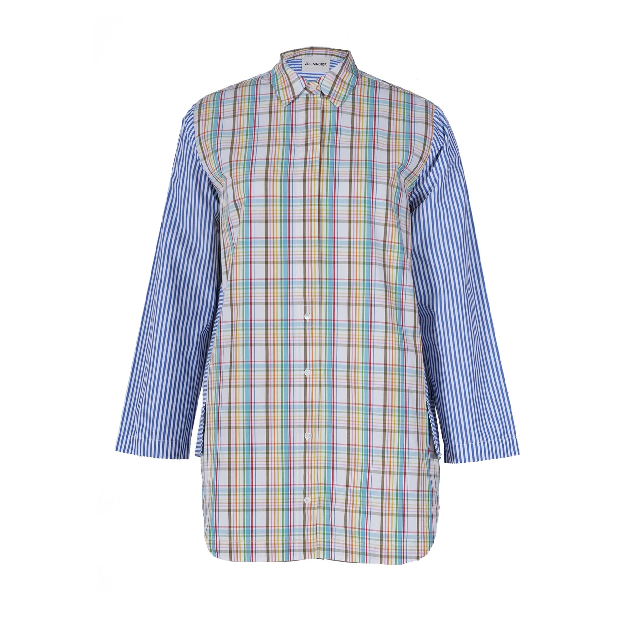 chemise blouse bleu v de vinster carreaux