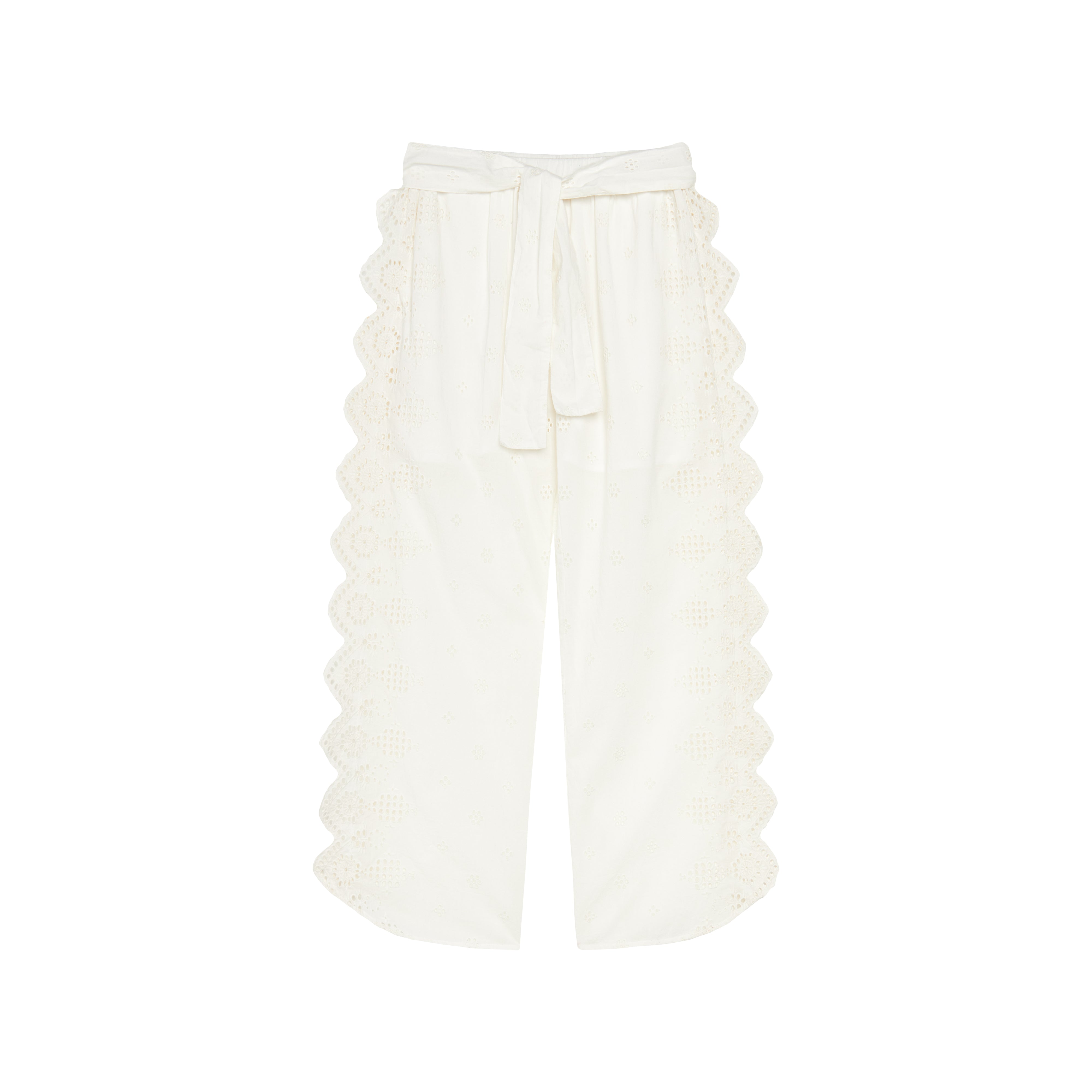 Shiffli white openwork lace pants