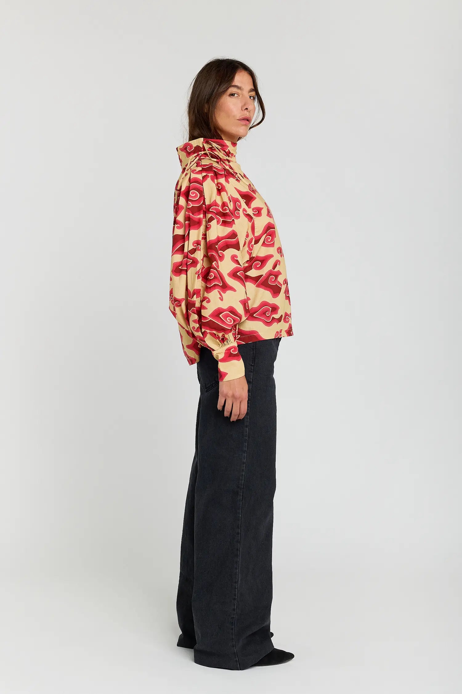 Self red printed blouse