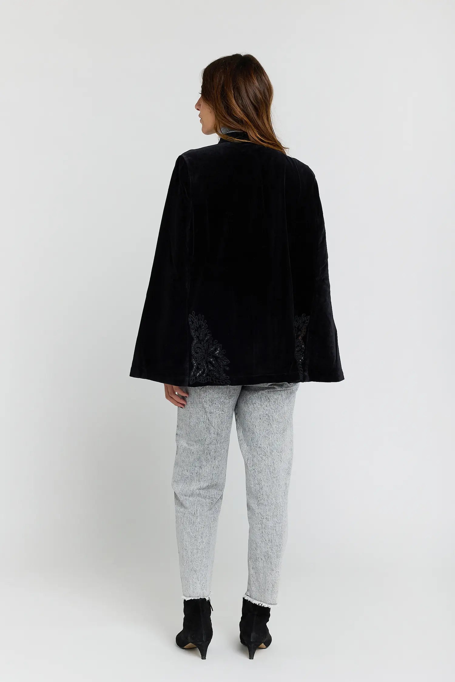 LOVE black openwork velvet cape