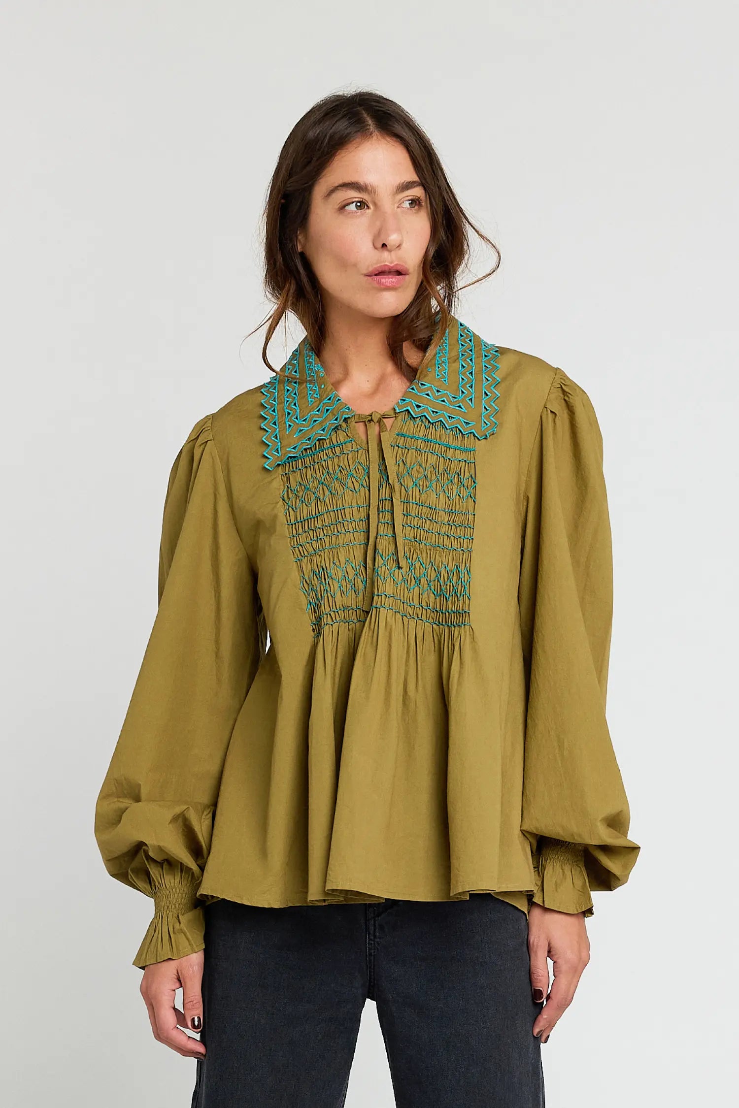 CONFIDENT khaki embroidered shirt