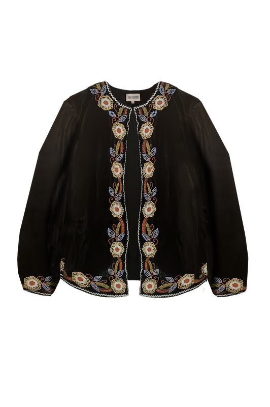 Sofia short embroidered black velvet jacket