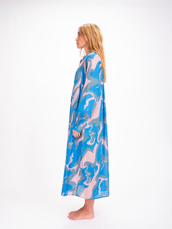 Sukka Blue Printed Long Dress
