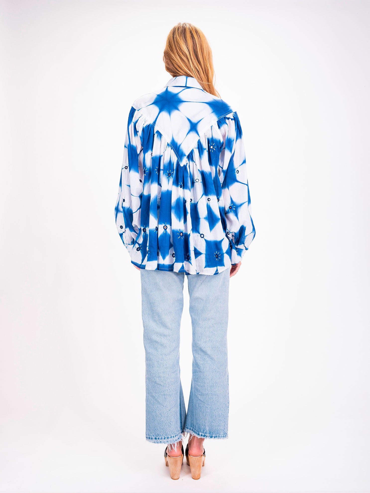 Cramp blue embroidered tie and dye shirt 