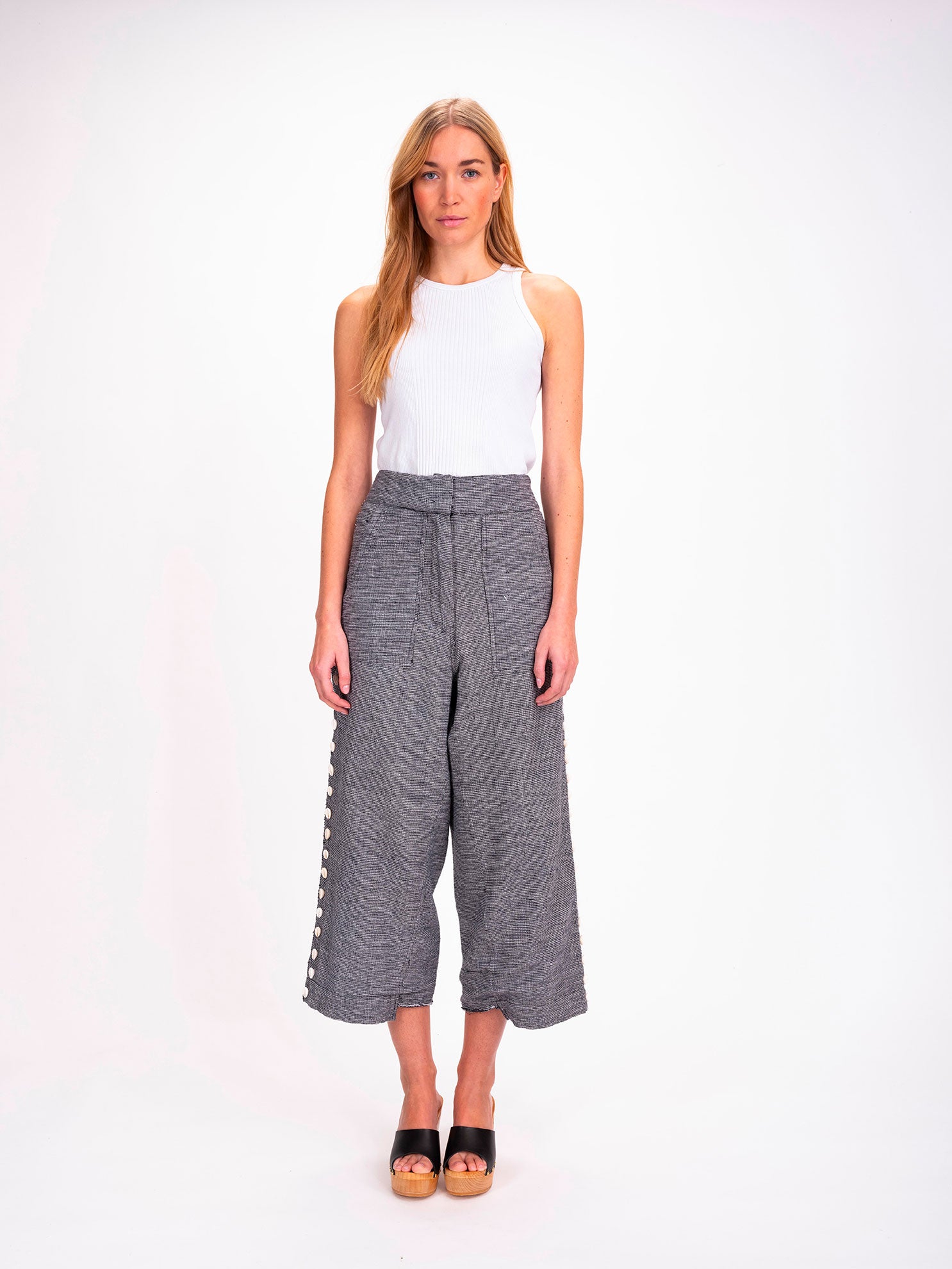 Black Cotton Pants with Cowrie Shells