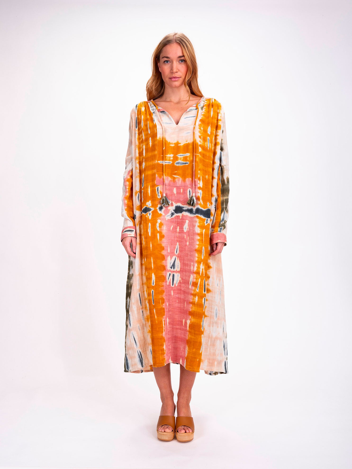 Women Pink & orange Tie dye Fit & Flare Belted Dress – Maaesa Clothing