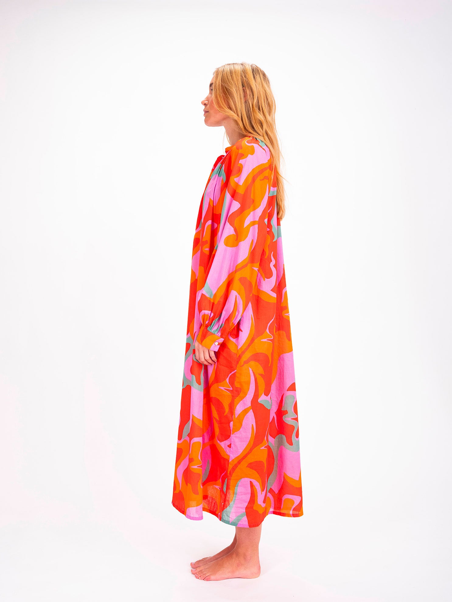 Robe longue imprimée rose Sukka