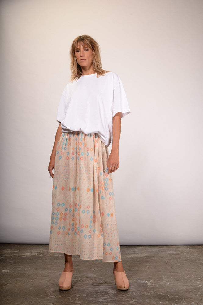 Pastel Ikat printed long skirt