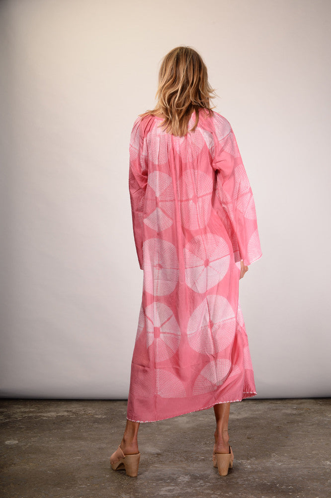 Mulberry tie and dye silk long dress