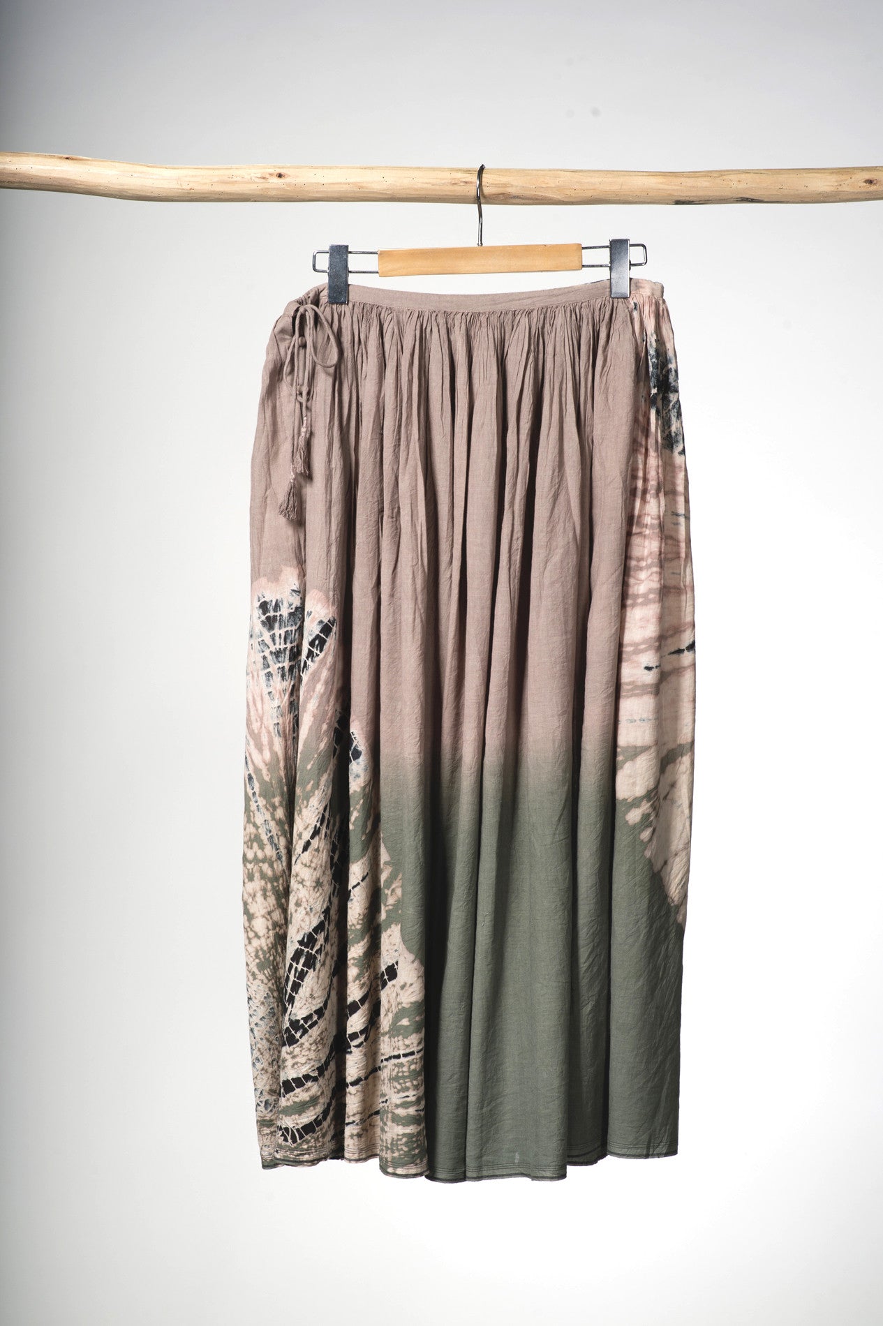 Tie and Dye Khaki long skirt