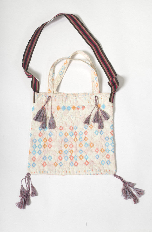 Pastel Ikat quilted cotton bag