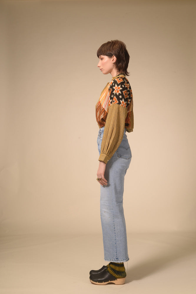 Ekam mustard patchwork blouse