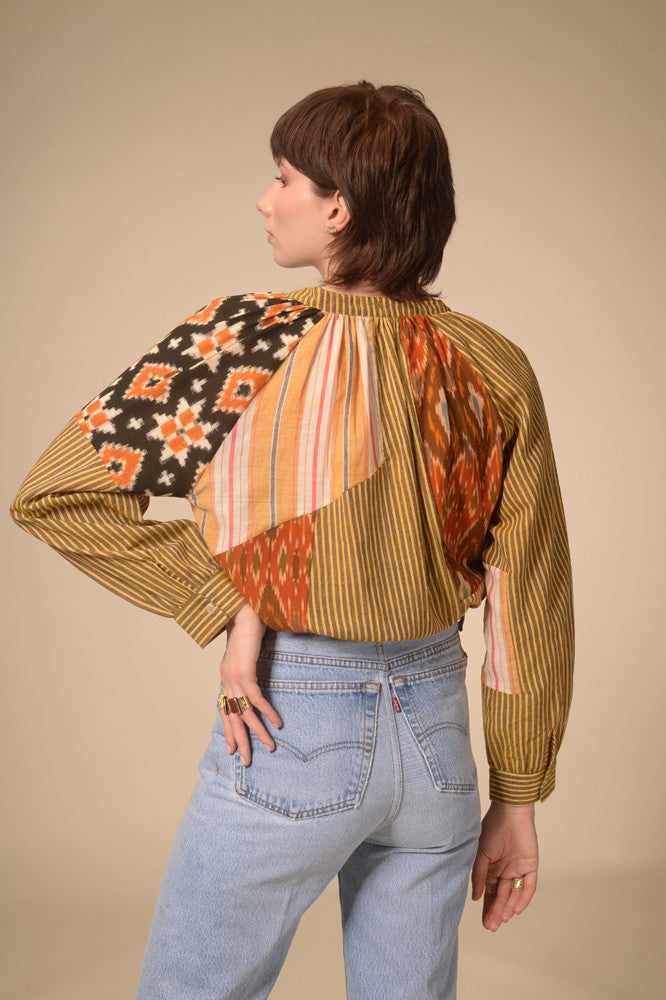 Ekam mustard patchwork blouse