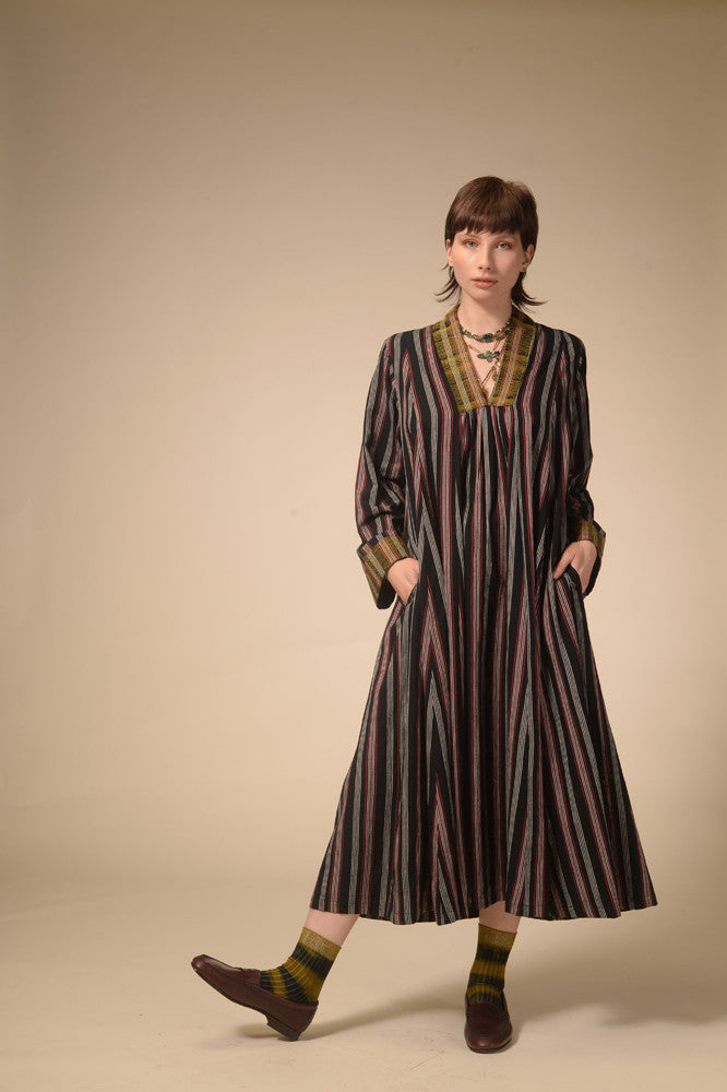 Jil black striped long dress