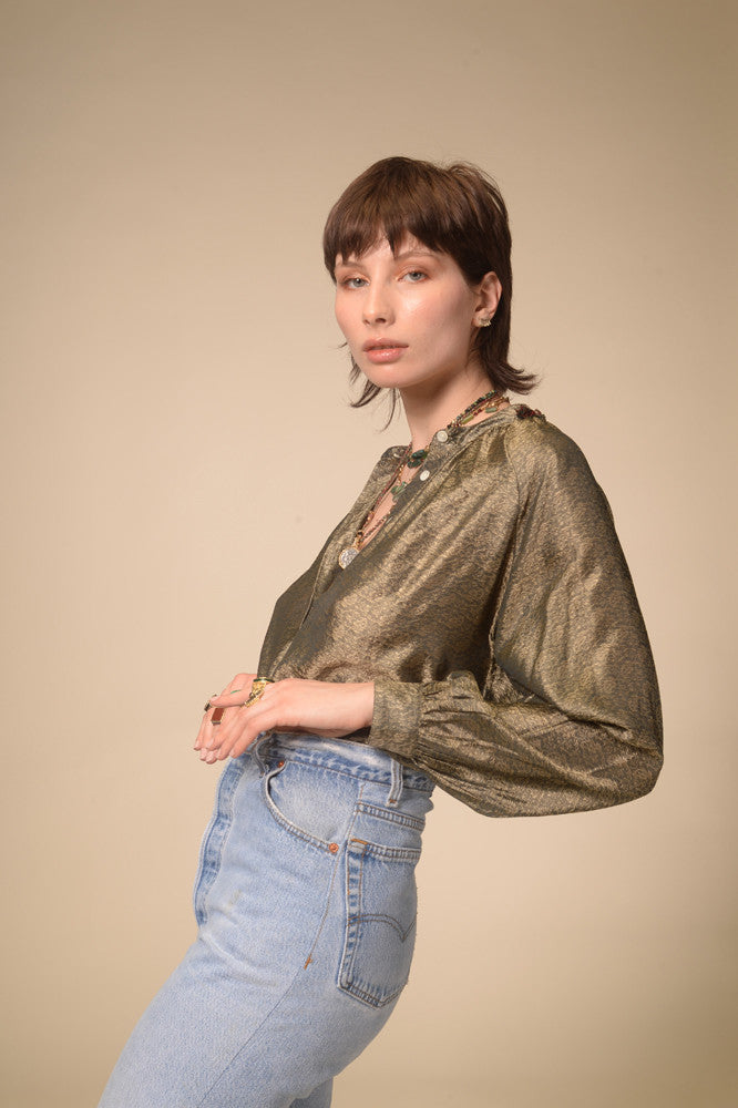 Varasani bronze silk blouse