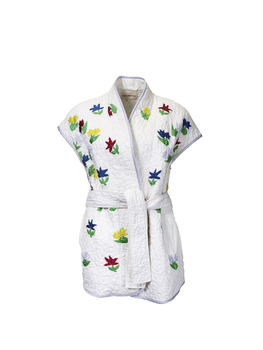 Sirva Floral Quilted Sleeveless Kimono