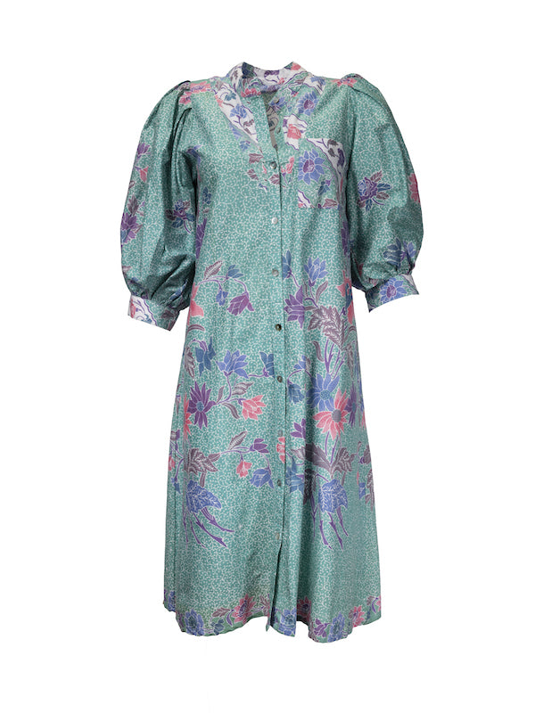 See green flower print dress