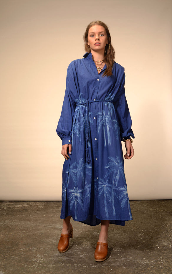 Robe longue tie and dye bleue Palm