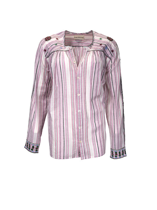 Mexican embroidered pink shirt