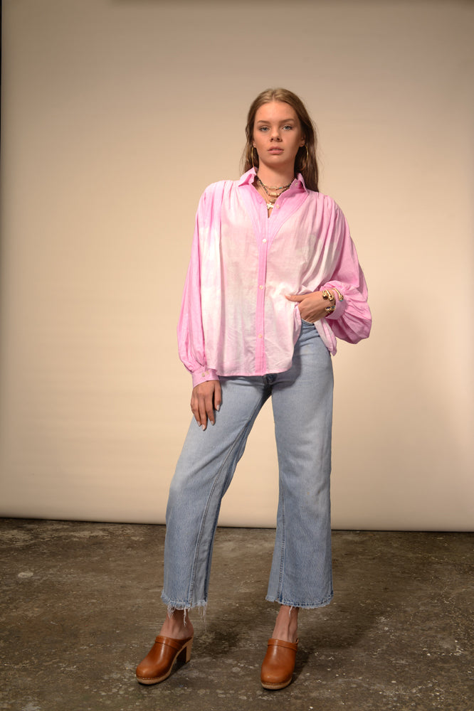 Palm tie and dye pink blouse
