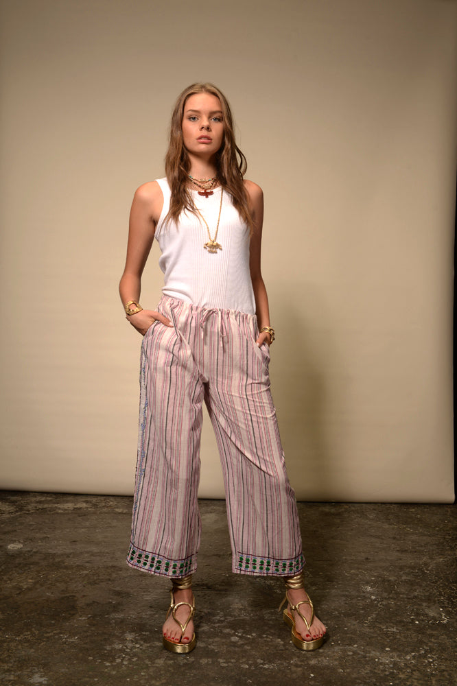 Mexican embroidered pink pants