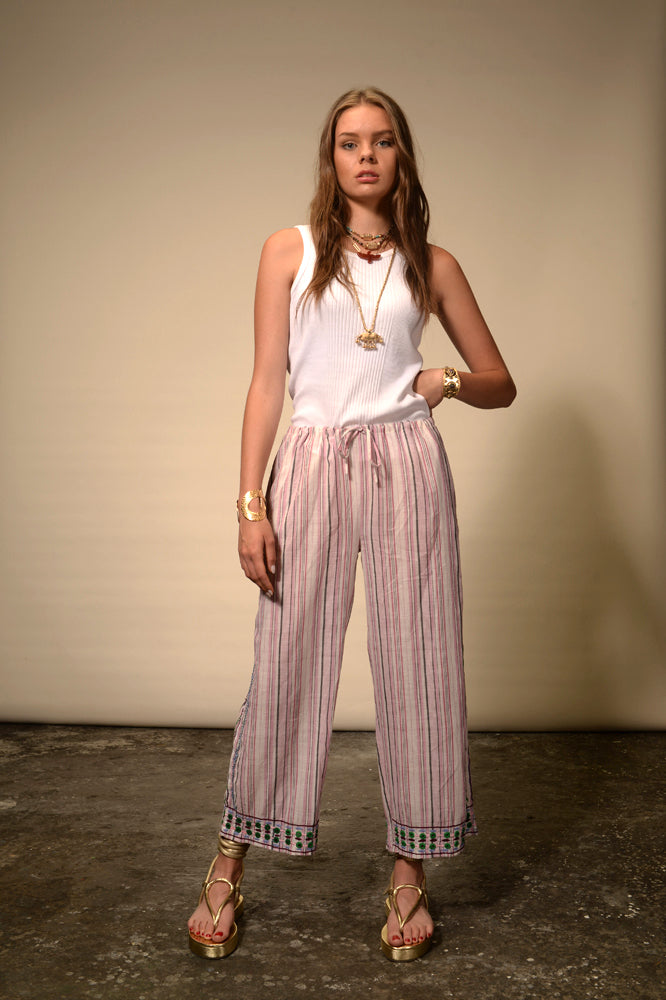 Mexican embroidered pink pants