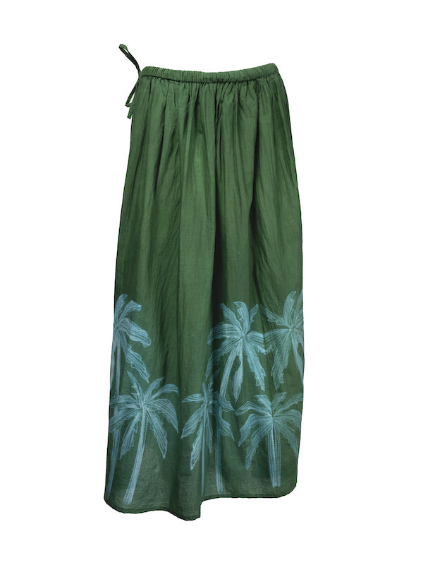 Palm green tie and dye long skirt