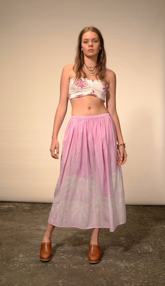 Pink tie and dye Palm long skirt