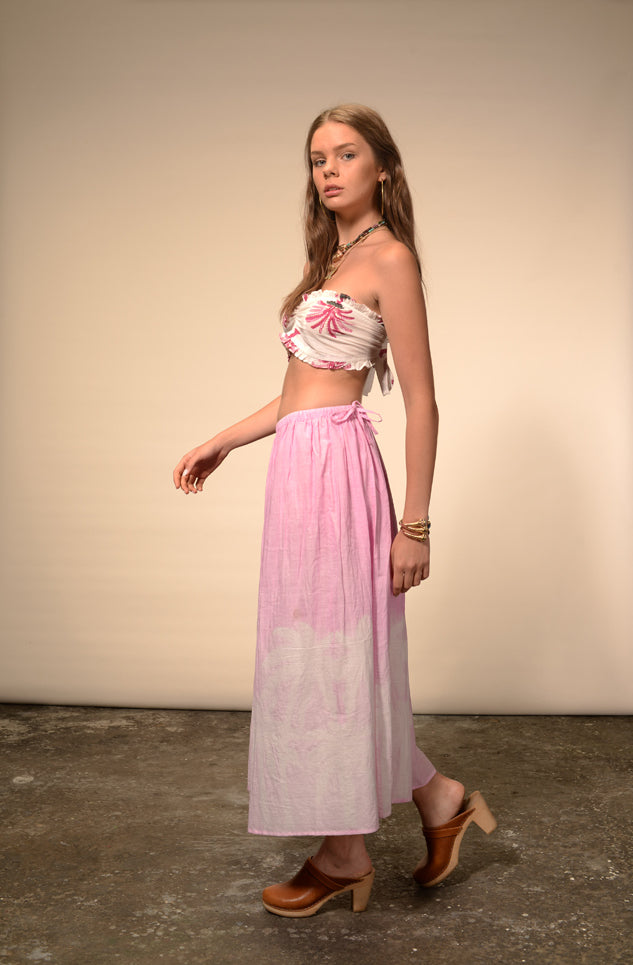 Pink tie and dye Palm long skirt