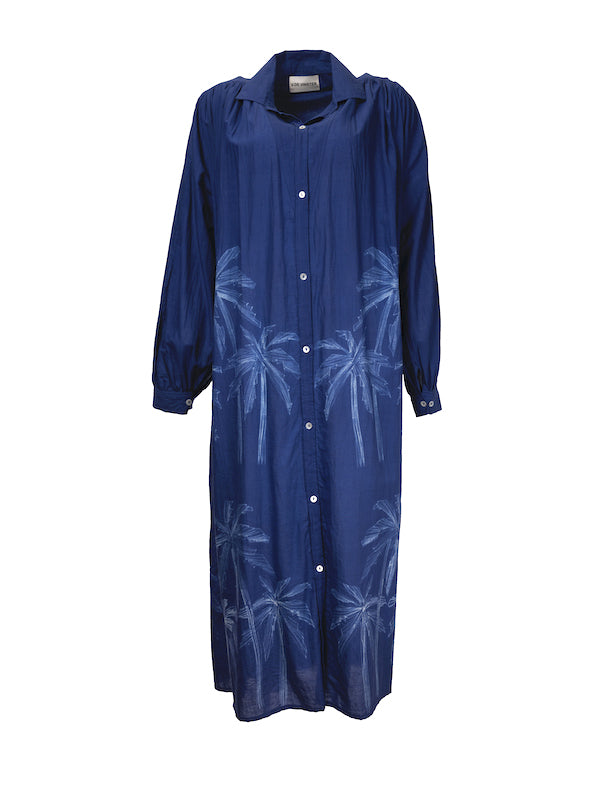 Palm blue tie and dye long dress