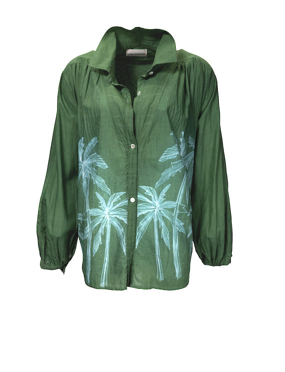 Green tie and dye Palm blouse
