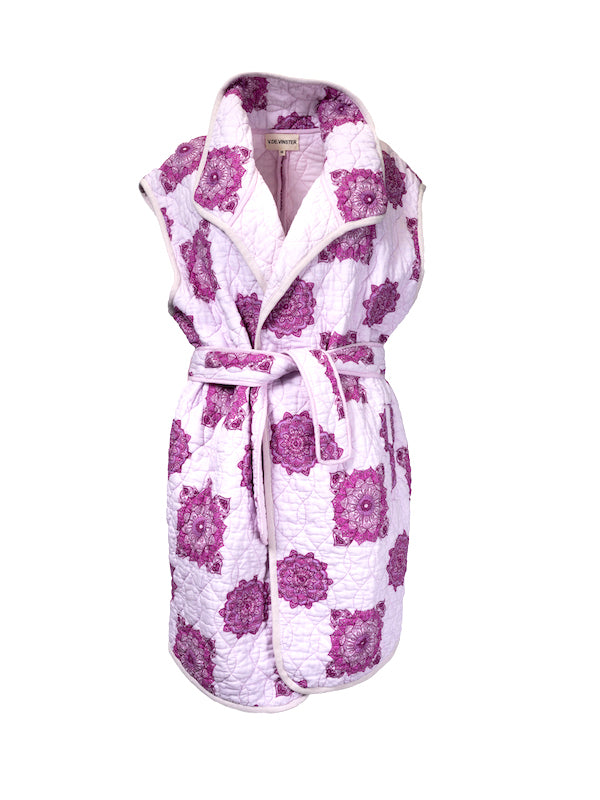 Kali mandala pink quilted sleeveless kimono