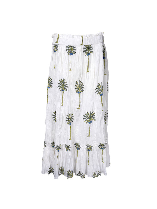 Tree Print green palm tree print long skirt