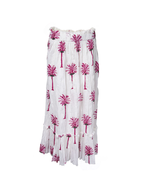 Tree Print pink palm tree print long skirt