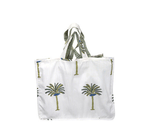 Tree print green palm tree print tote bag